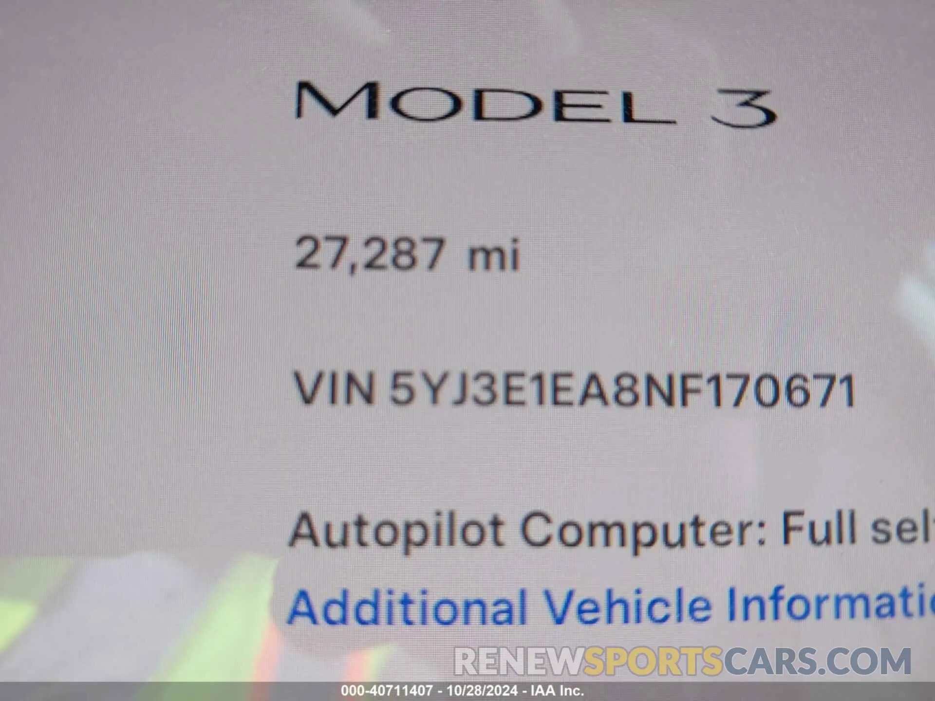 15 Photograph of a damaged car 5YJ3E1EA8NF170671 TESLA MODEL 3 2022