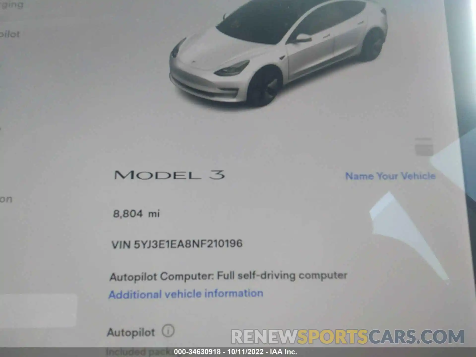 7 Photograph of a damaged car 5YJ3E1EA8NF210196 TESLA MODEL 3 2022