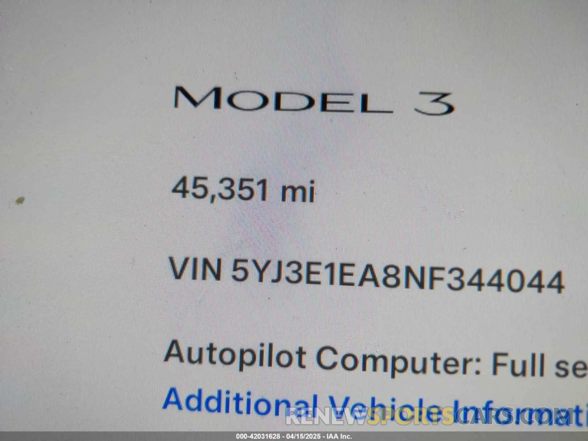 16 Photograph of a damaged car 5YJ3E1EA8NF344044 TESLA MODEL 3 2022