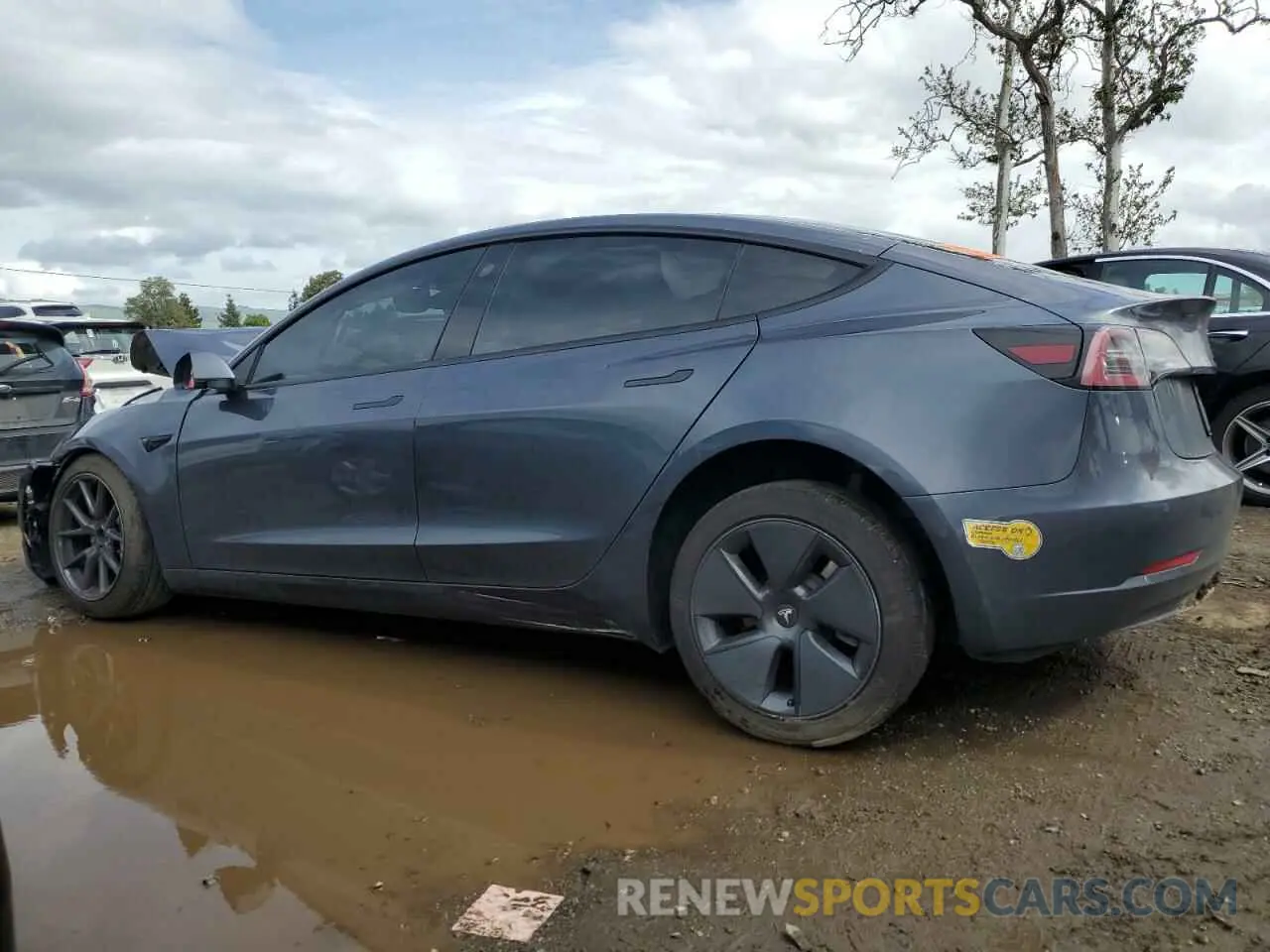 2 Photograph of a damaged car 5YJ3E1EA8NF376377 TESLA MODEL 3 2022