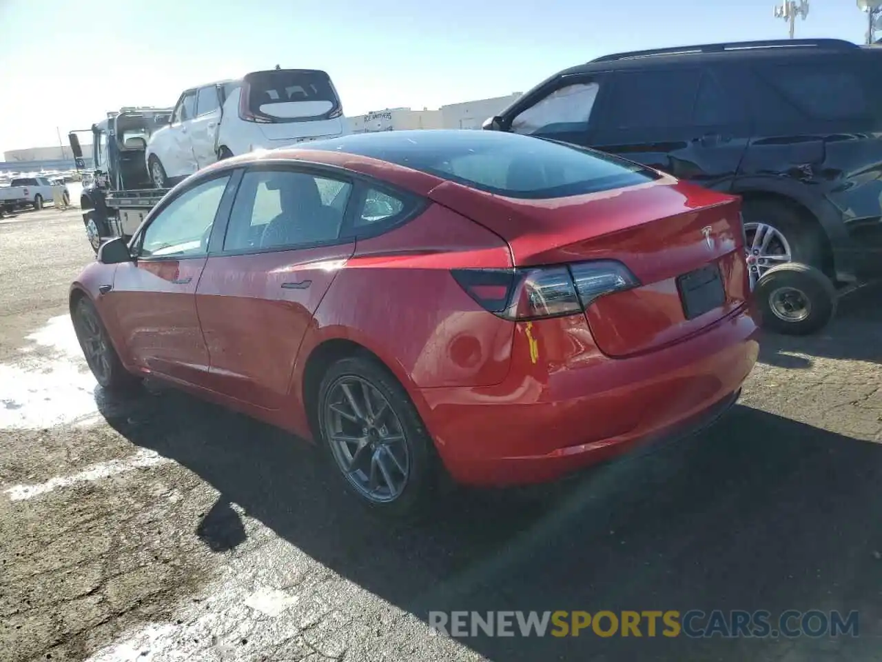 2 Photograph of a damaged car 5YJ3E1EA9NF191934 TESLA MODEL 3 2022