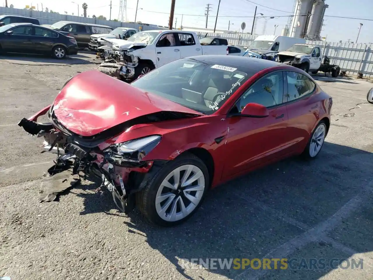 2 Photograph of a damaged car 5YJ3E1EA9NF304801 TESLA MODEL 3 2022