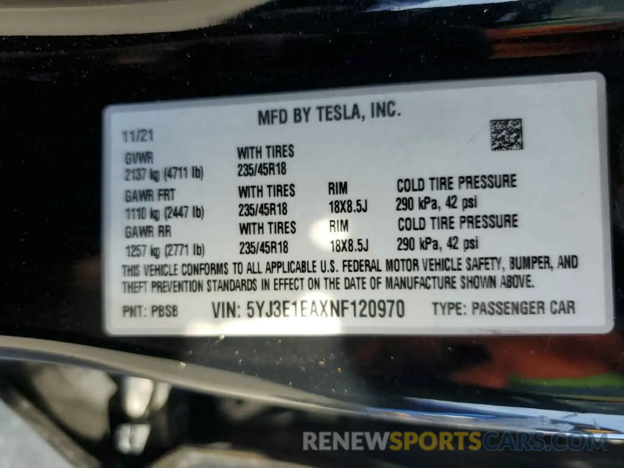 14 Photograph of a damaged car 5YJ3E1EAXNF120970 TESLA MODEL 3 2022