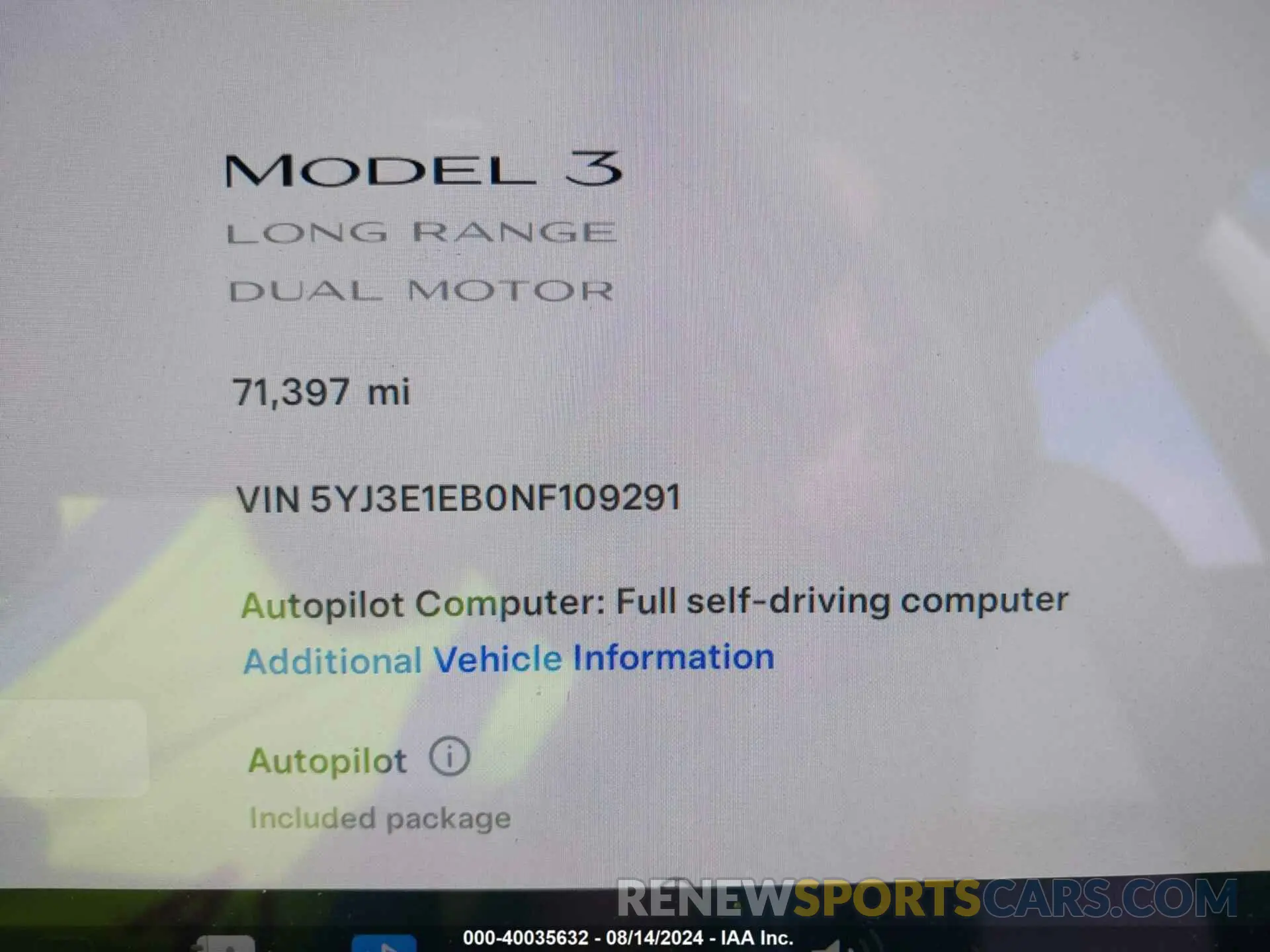 16 Photograph of a damaged car 5YJ3E1EB0NF109291 TESLA MODEL 3 2022