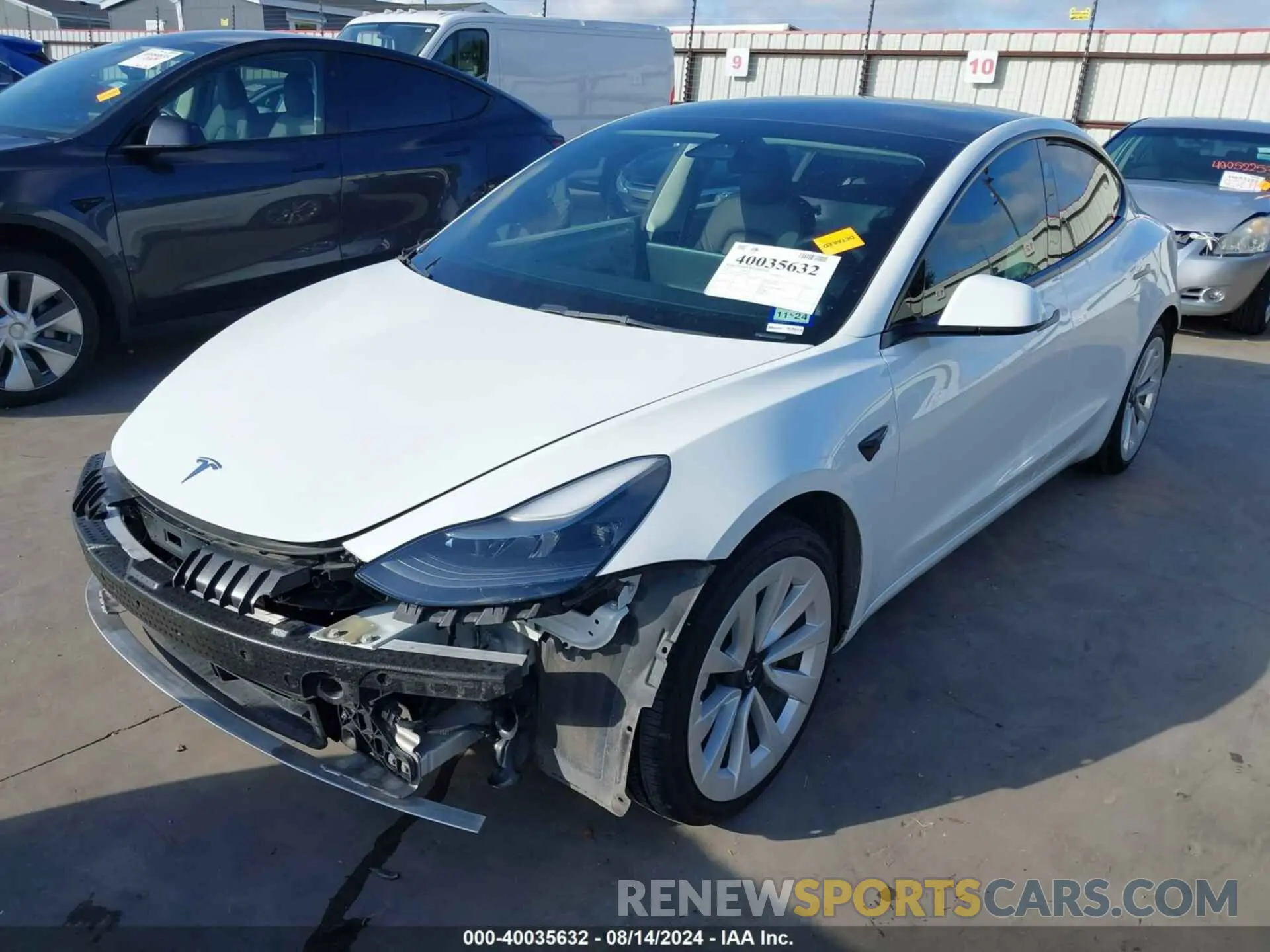 2 Photograph of a damaged car 5YJ3E1EB0NF109291 TESLA MODEL 3 2022