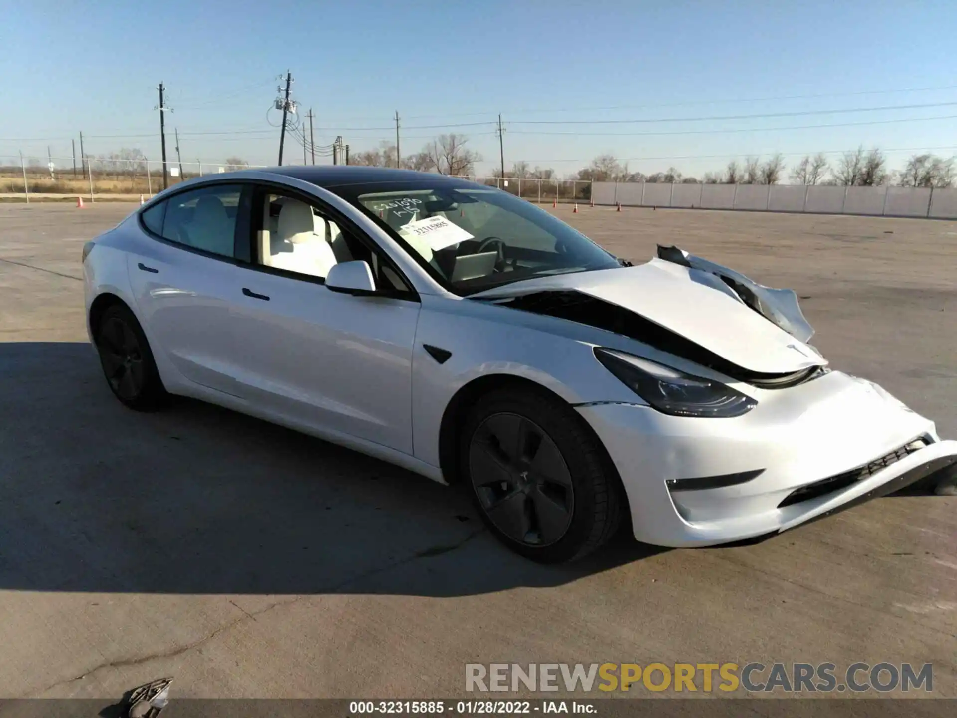 1 Photograph of a damaged car 5YJ3E1EB0NF127984 TESLA MODEL 3 2022