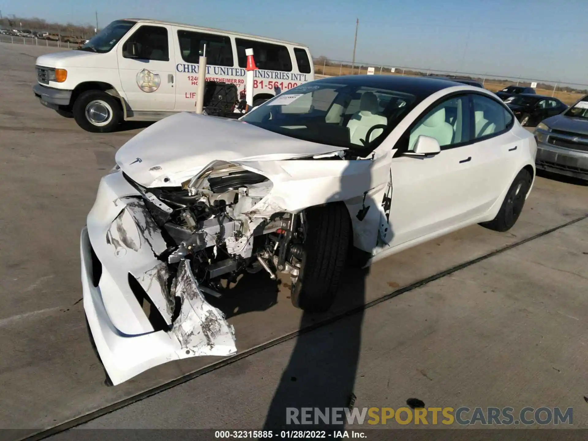 2 Photograph of a damaged car 5YJ3E1EB0NF127984 TESLA MODEL 3 2022