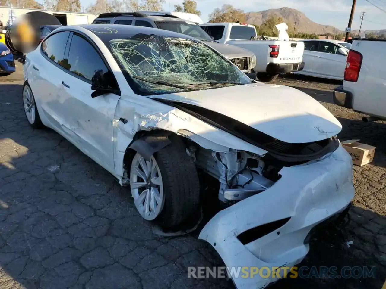 1 Photograph of a damaged car 5YJ3E1EB0NF135468 TESLA MODEL 3 2022