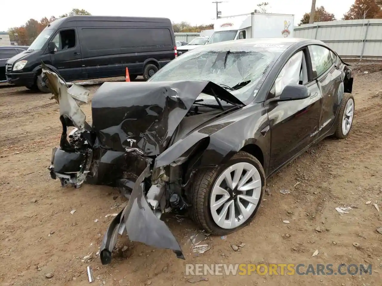 2 Photograph of a damaged car 5YJ3E1EB0NF186002 TESLA MODEL 3 2022