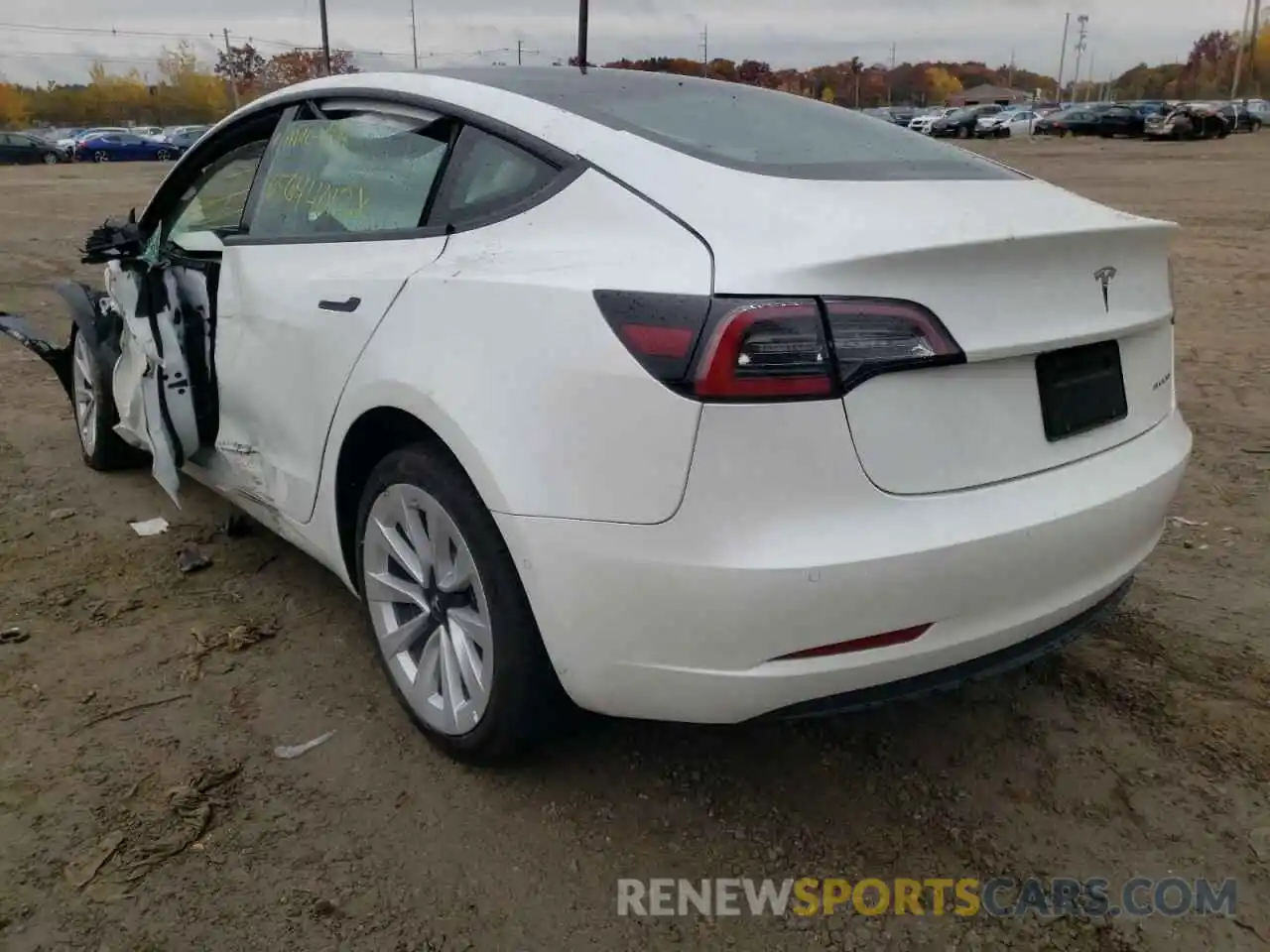 3 Photograph of a damaged car 5YJ3E1EB0NF191698 TESLA MODEL 3 2022