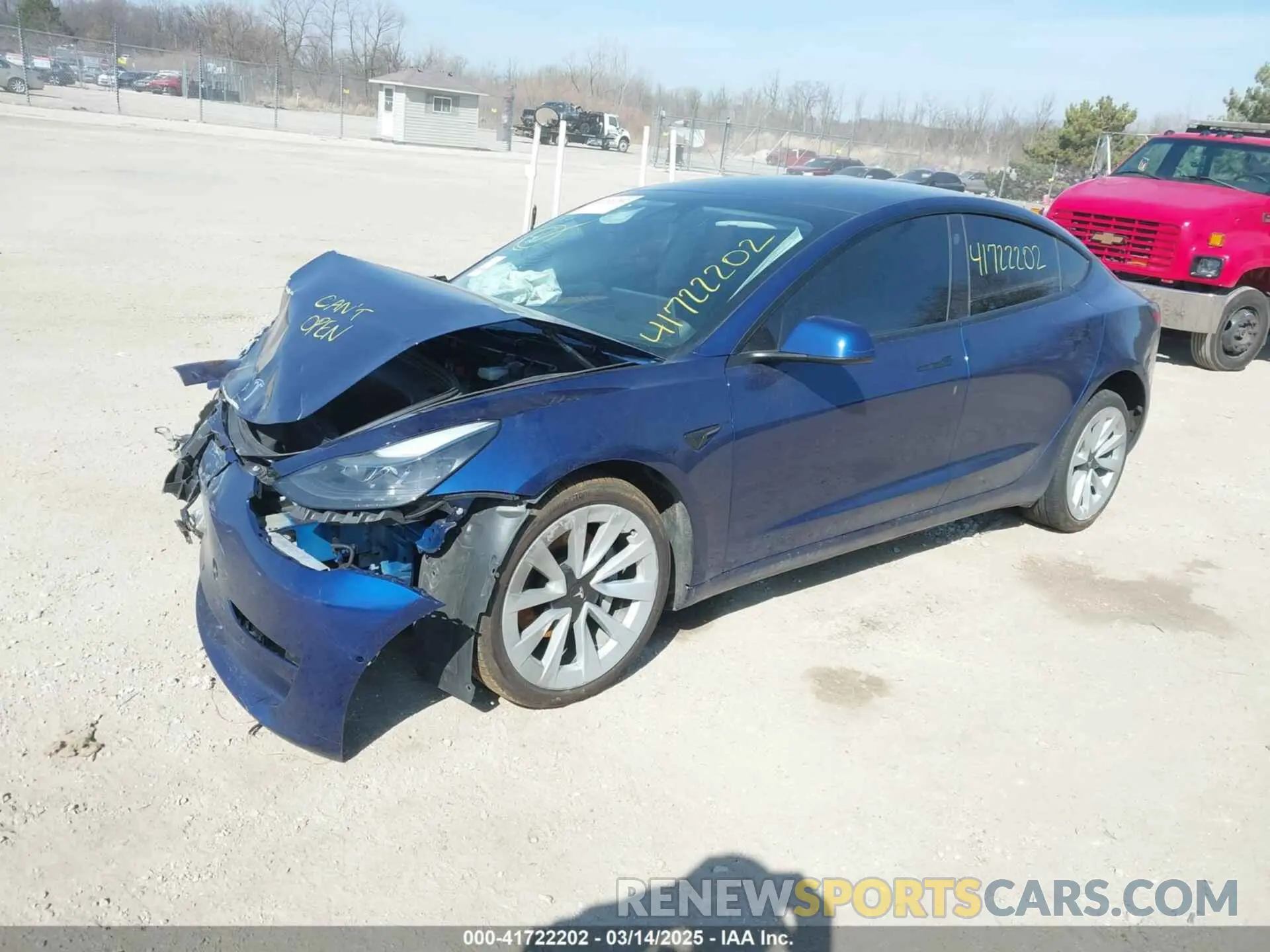 2 Photograph of a damaged car 5YJ3E1EB0NF191717 TESLA MODEL 3 2022