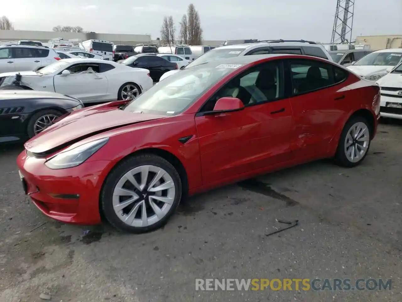 1 Photograph of a damaged car 5YJ3E1EB0NF192348 TESLA MODEL 3 2022