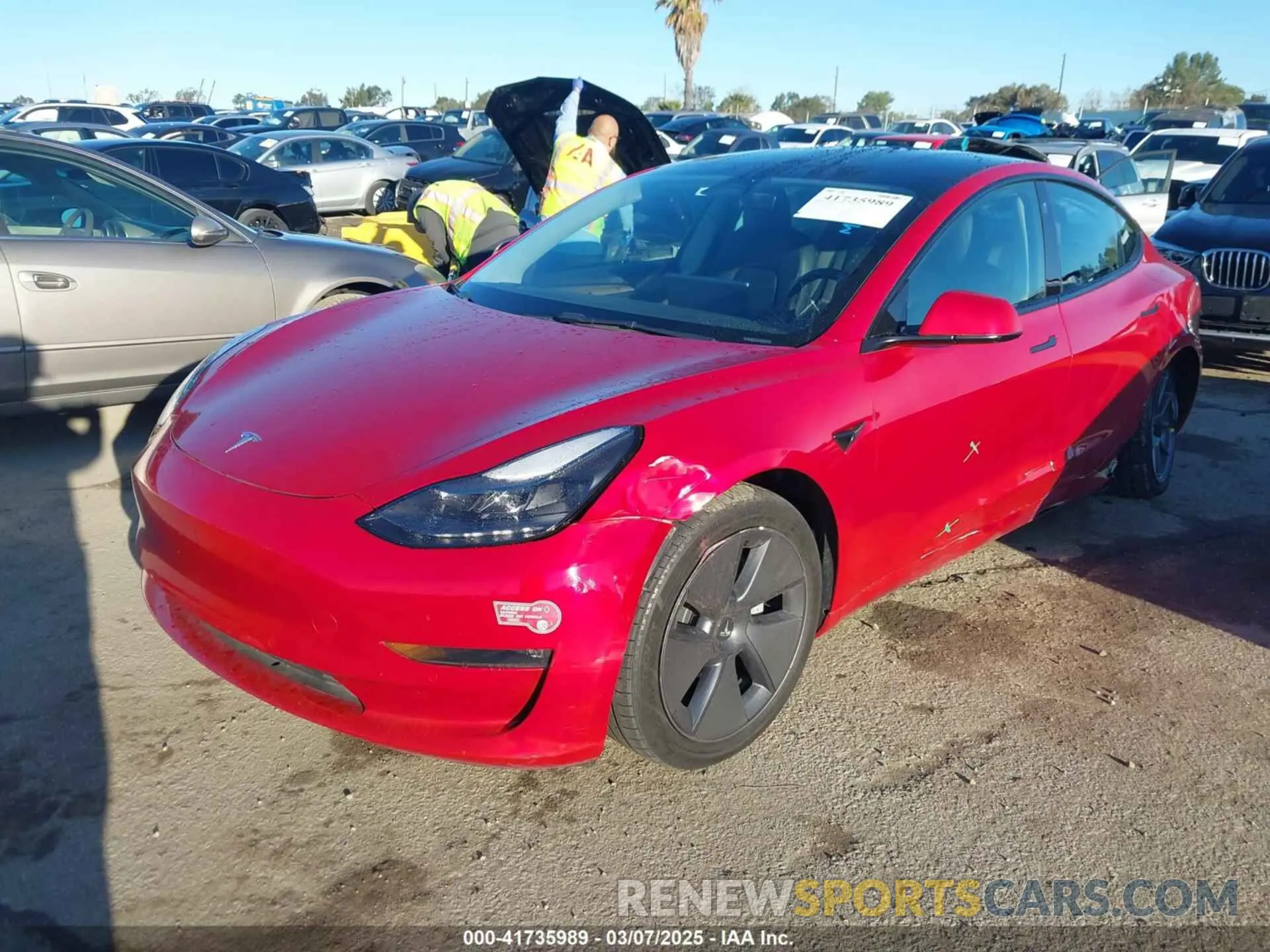 2 Photograph of a damaged car 5YJ3E1EB0NF212257 TESLA MODEL 3 2022