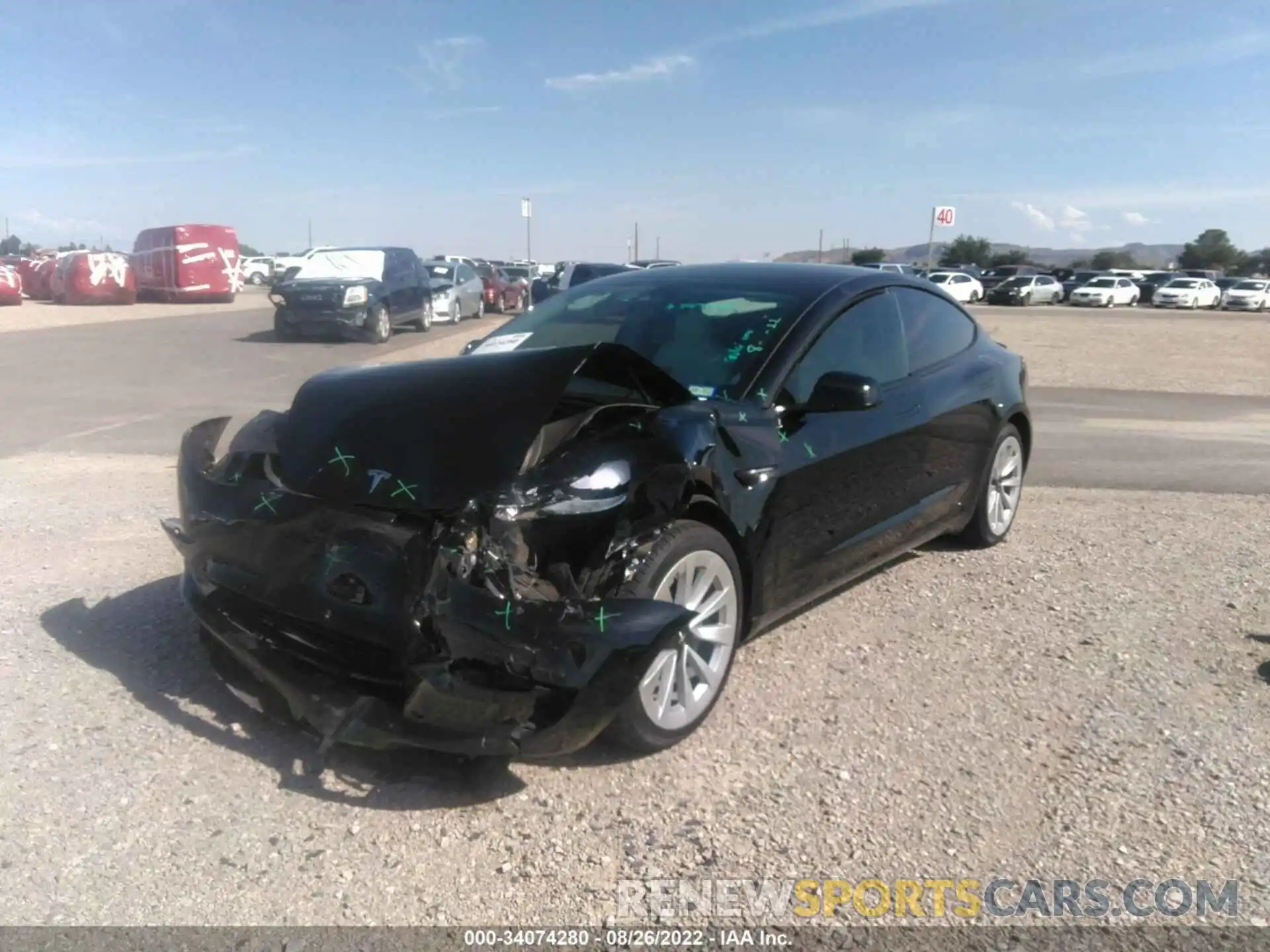 2 Photograph of a damaged car 5YJ3E1EB0NF230046 TESLA MODEL 3 2022