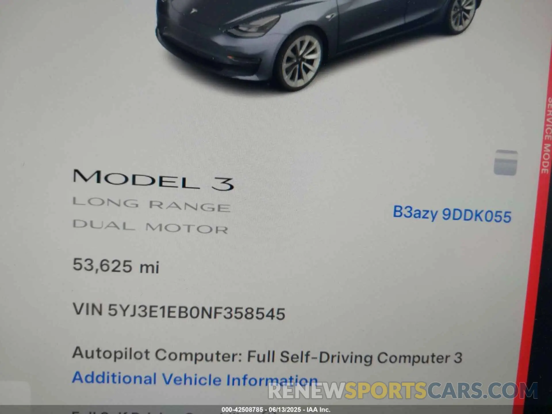 7 Photograph of a damaged car 5YJ3E1EB0NF358545 TESLA MODEL 3 2022