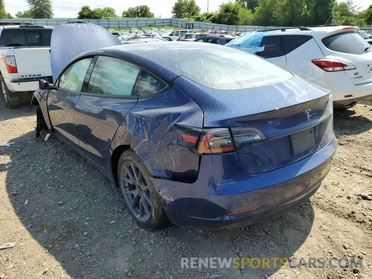 3 Photograph of a damaged car 5YJ3E1EB1NF114712 TESLA MODEL 3 2022