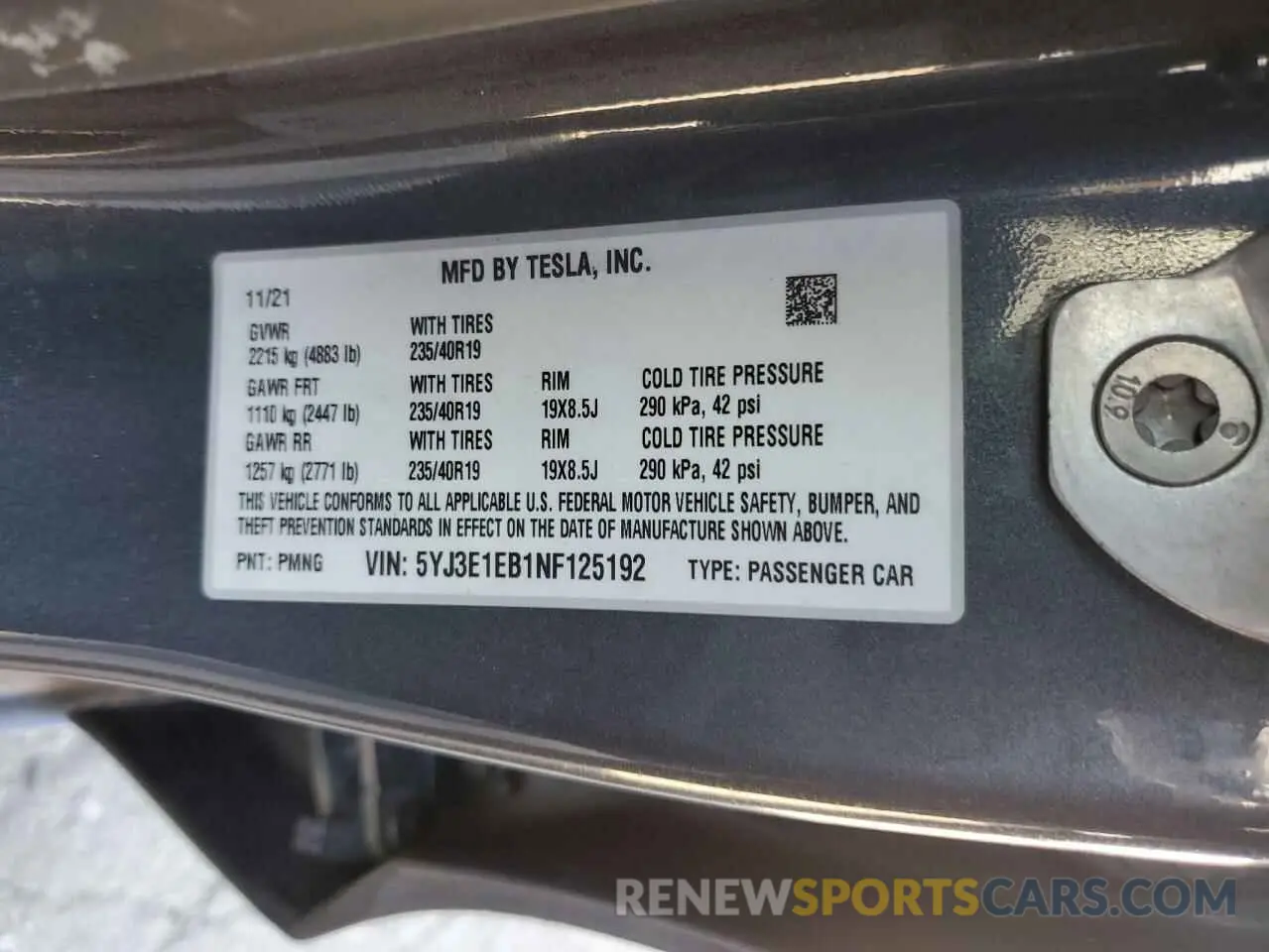 14 Photograph of a damaged car 5YJ3E1EB1NF125192 TESLA MODEL 3 2022