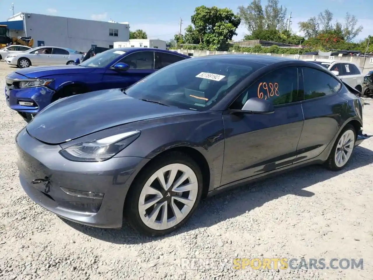 2 Photograph of a damaged car 5YJ3E1EB1NF199048 TESLA MODEL 3 2022