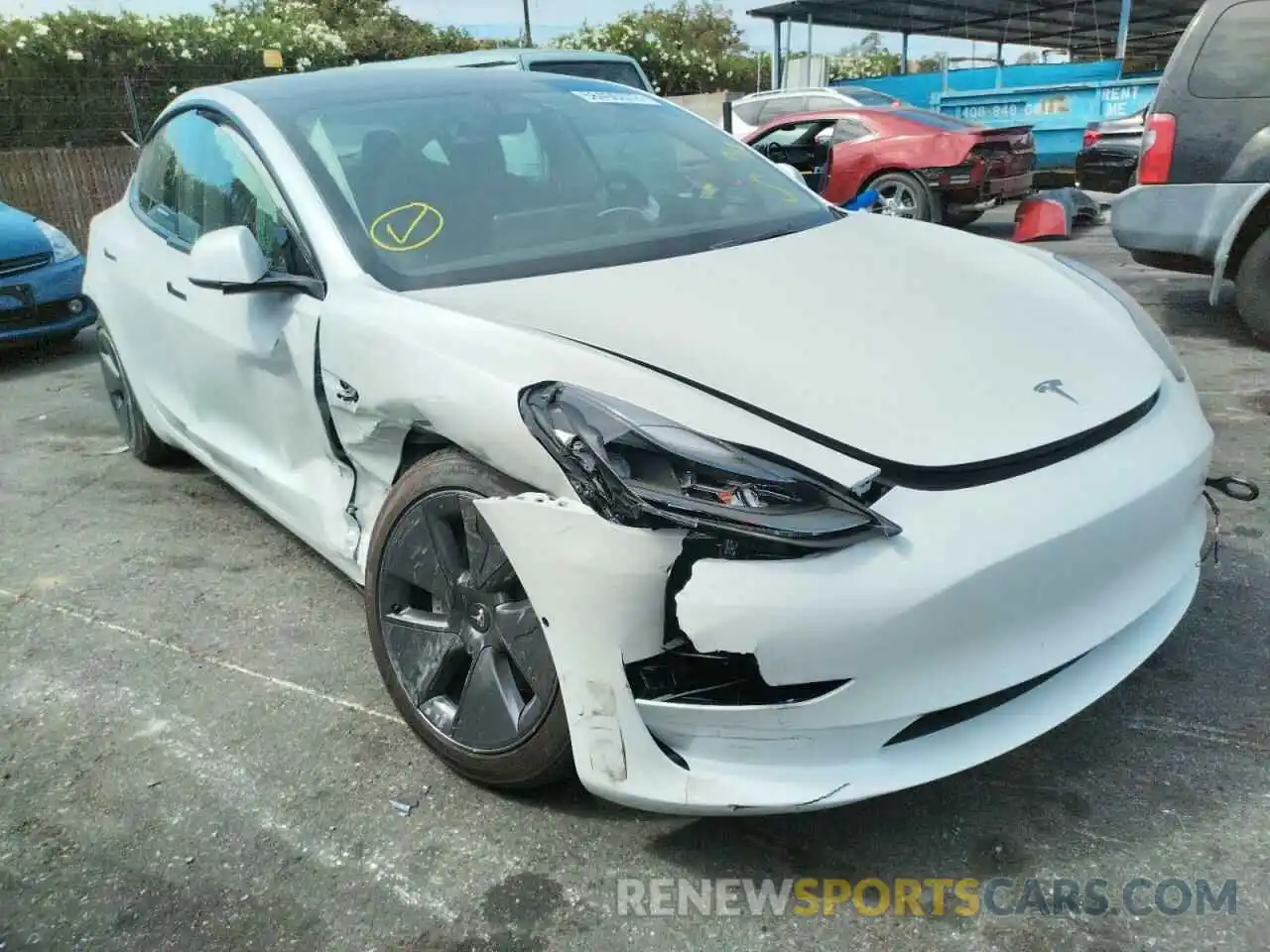 1 Photograph of a damaged car 5YJ3E1EB1NF206421 TESLA MODEL 3 2022