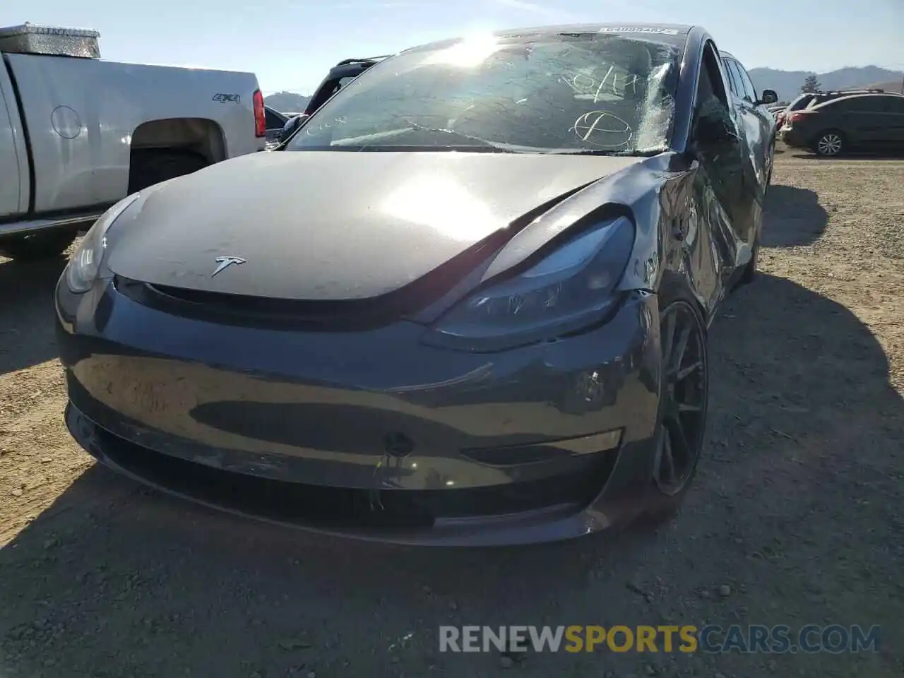 2 Photograph of a damaged car 5YJ3E1EB1NF206614 TESLA MODEL 3 2022