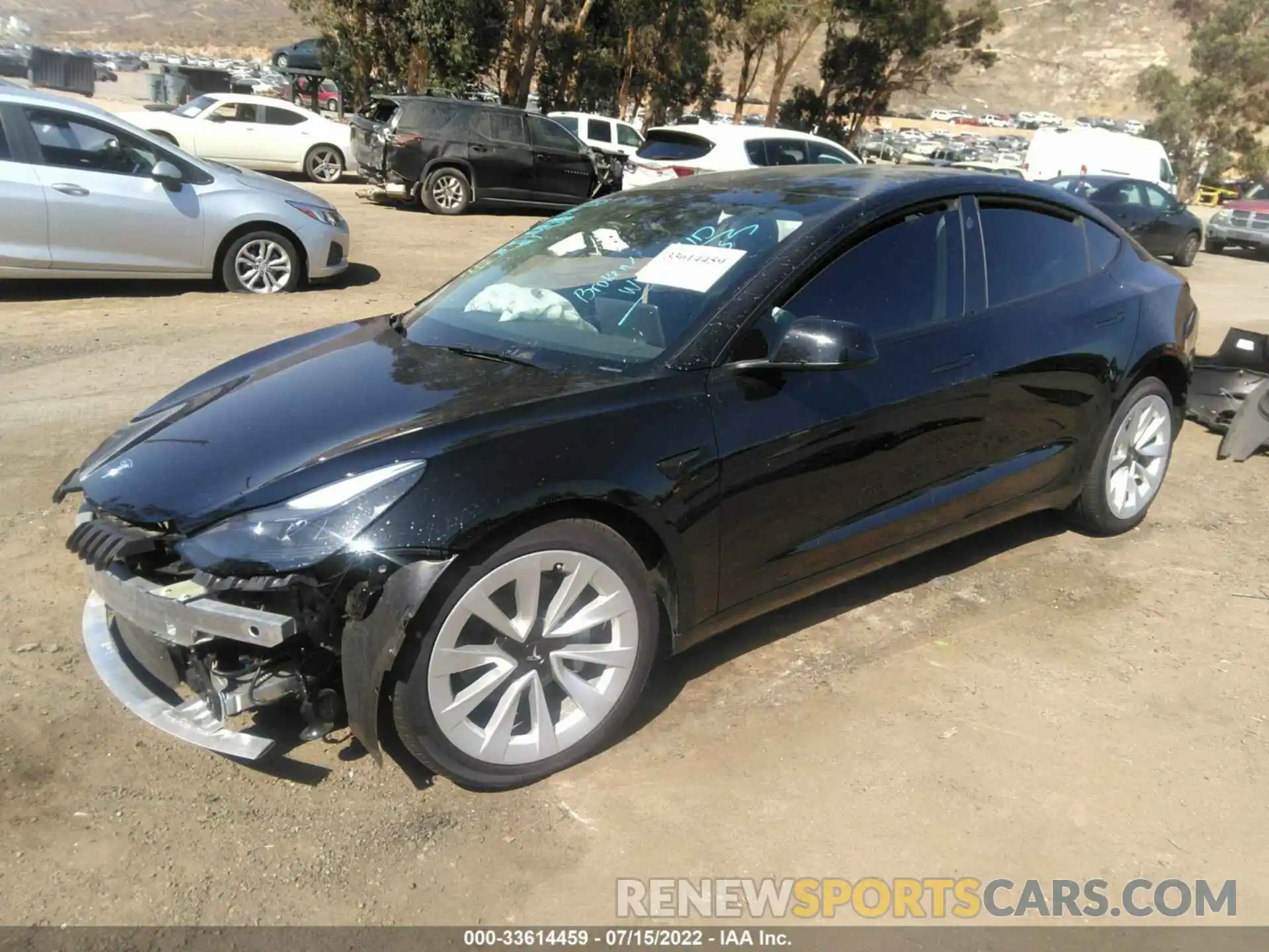 2 Photograph of a damaged car 5YJ3E1EB1NF210968 TESLA MODEL 3 2022