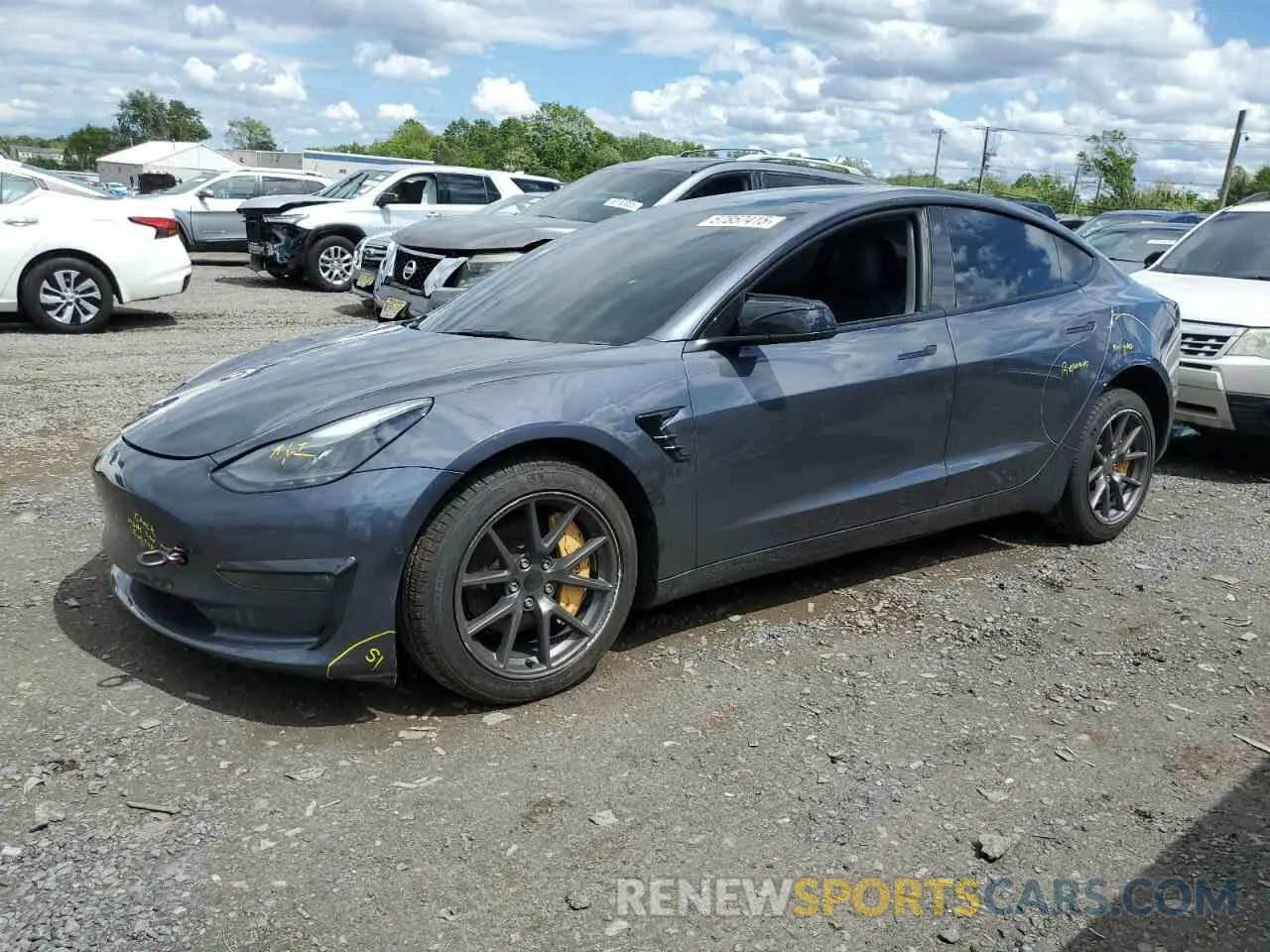1 Photograph of a damaged car 5YJ3E1EB1NF238446 TESLA MODEL 3 2022