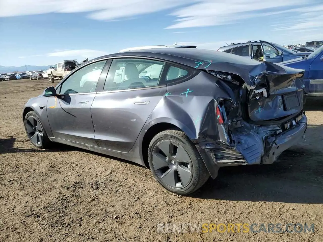 2 Photograph of a damaged car 5YJ3E1EB1NF270328 TESLA MODEL 3 2022