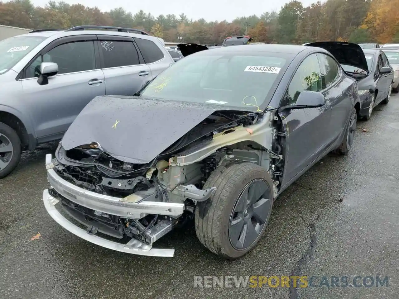 2 Photograph of a damaged car 5YJ3E1EB1NF278316 TESLA MODEL 3 2022