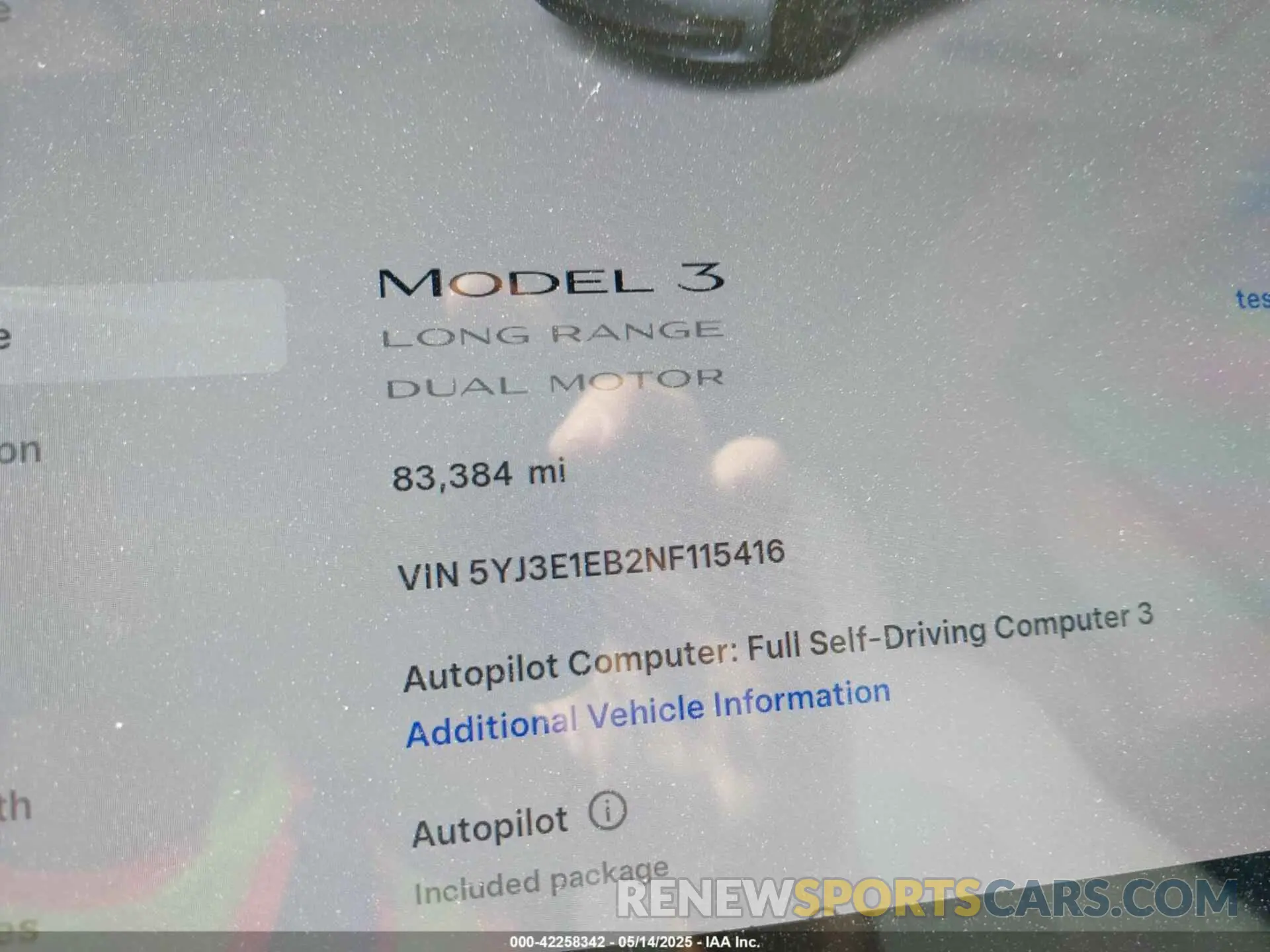 15 Photograph of a damaged car 5YJ3E1EB2NF115416 TESLA MODEL 3 2022