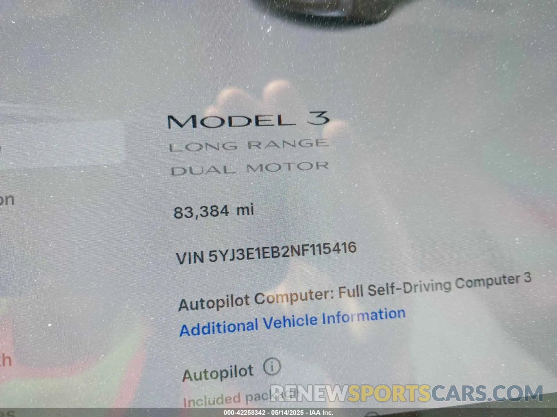 7 Photograph of a damaged car 5YJ3E1EB2NF115416 TESLA MODEL 3 2022