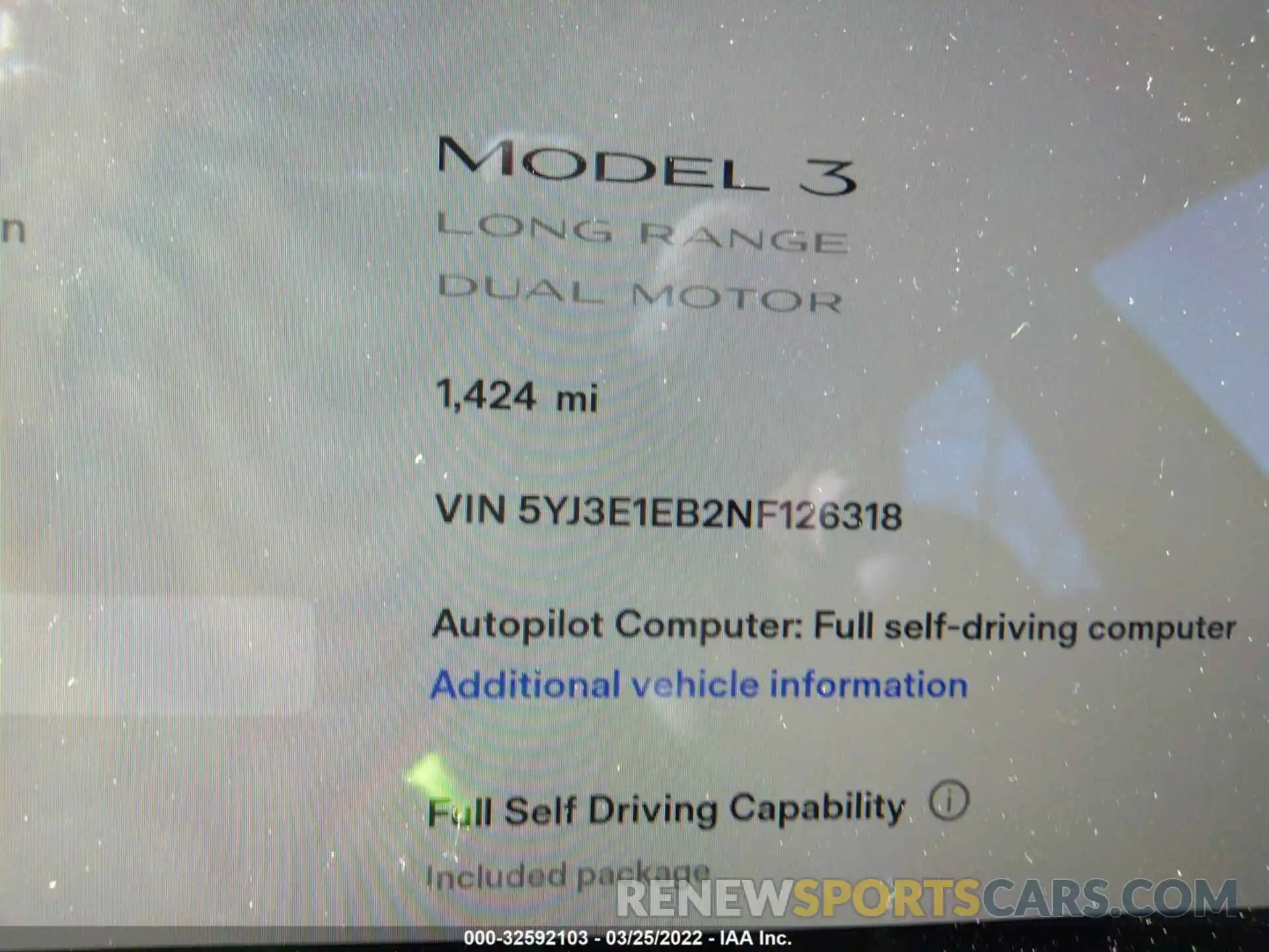 9 Photograph of a damaged car 5YJ3E1EB2NF126318 TESLA MODEL 3 2022