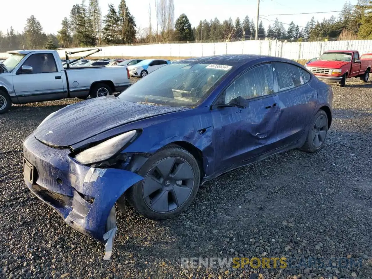 1 Photograph of a damaged car 5YJ3E1EB2NF129526 TESLA MODEL 3 2022