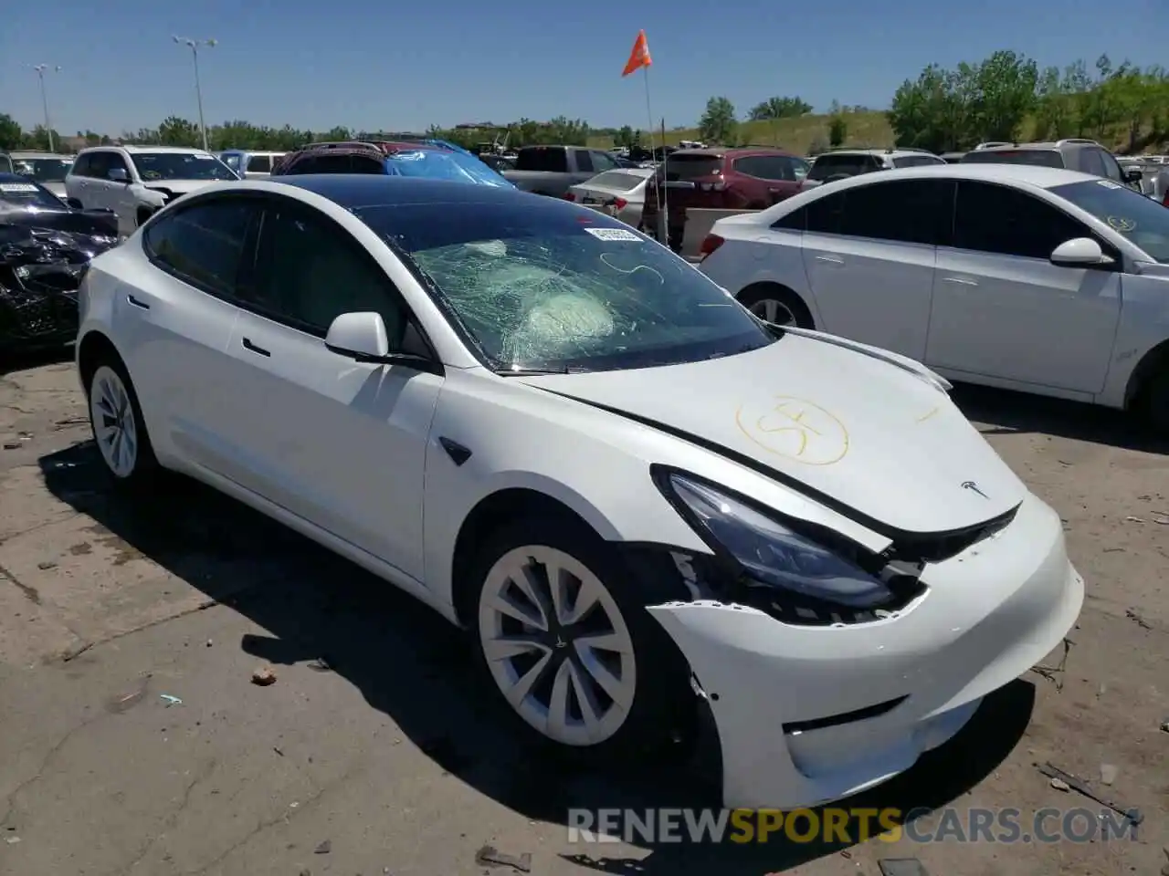 1 Photograph of a damaged car 5YJ3E1EB2NF180895 TESLA MODEL 3 2022