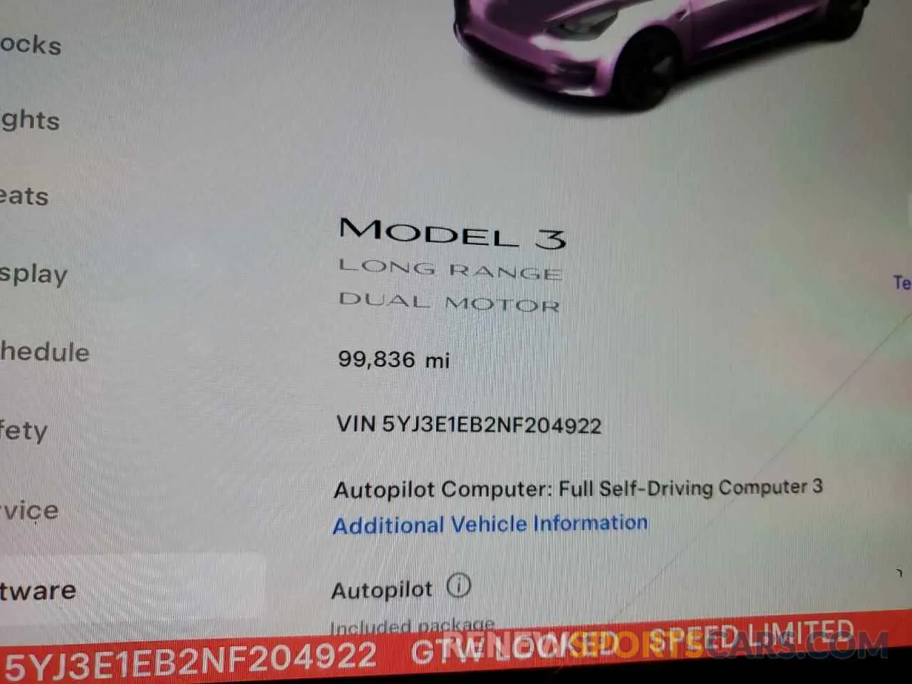 9 Photograph of a damaged car 5YJ3E1EB2NF204922 TESLA MODEL 3 2022