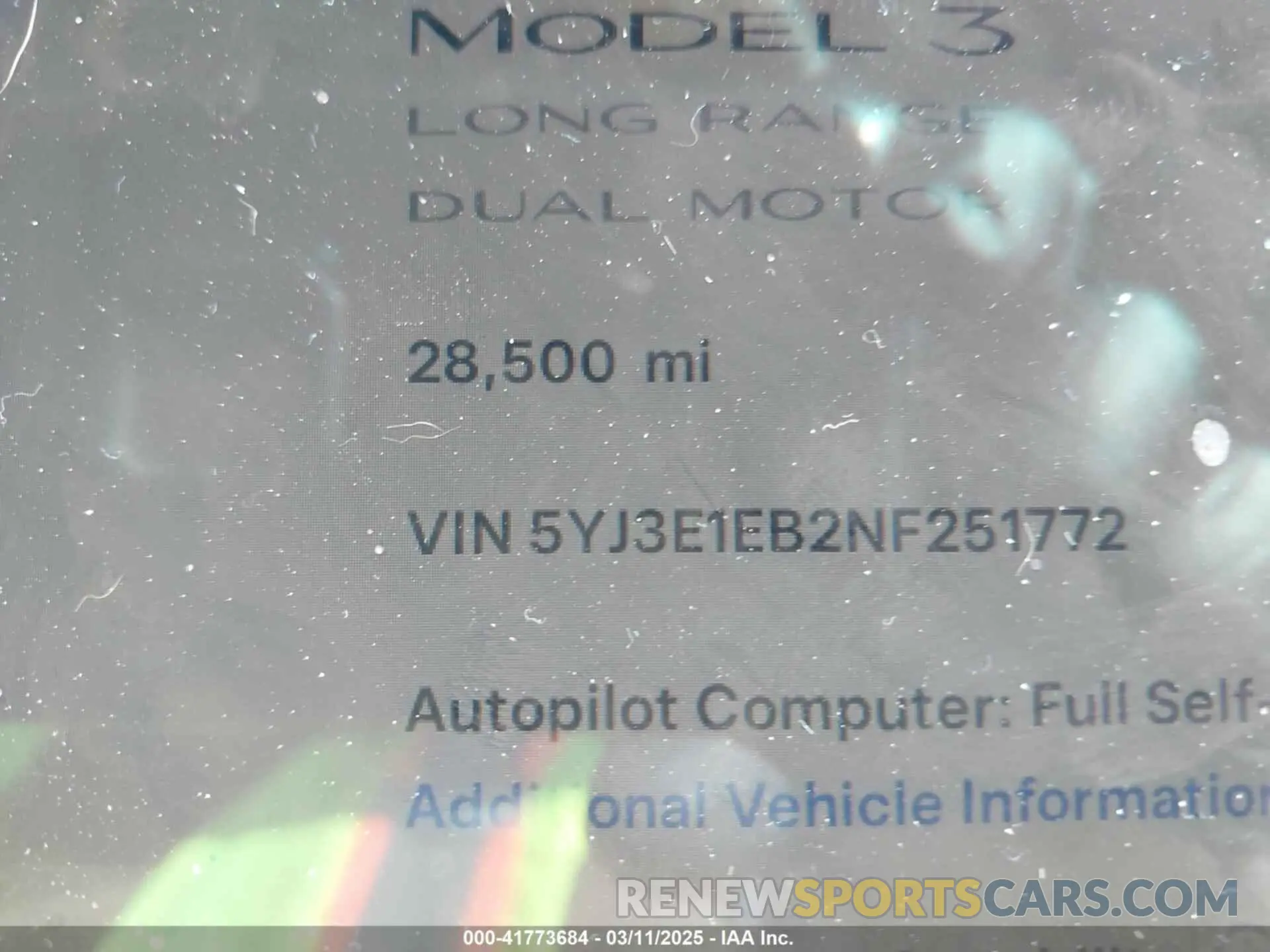 15 Photograph of a damaged car 5YJ3E1EB2NF251772 TESLA MODEL 3 2022