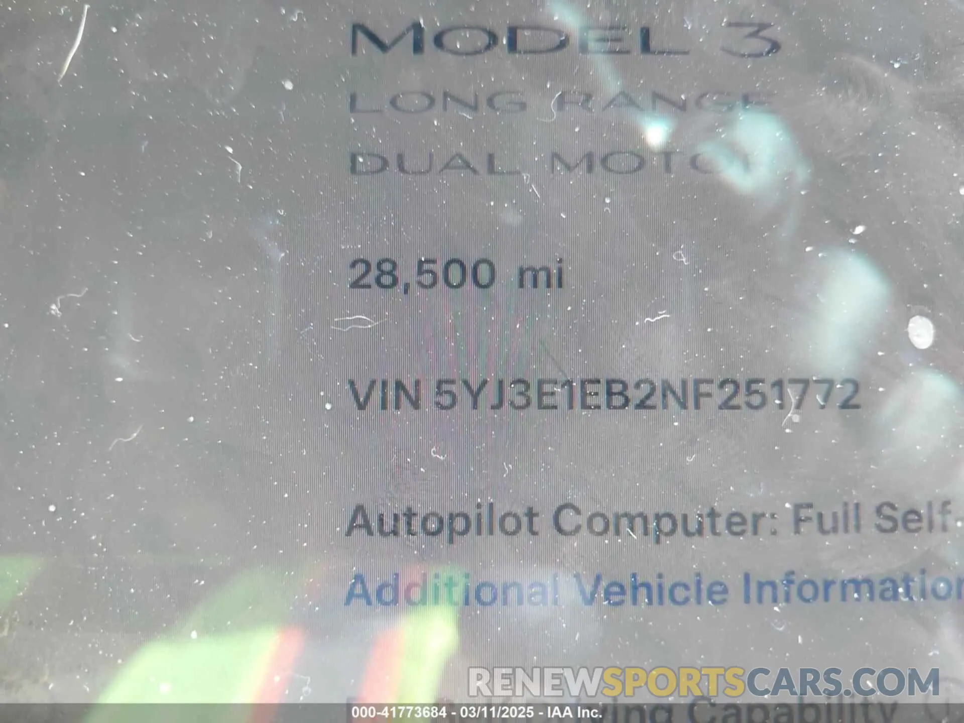 7 Photograph of a damaged car 5YJ3E1EB2NF251772 TESLA MODEL 3 2022