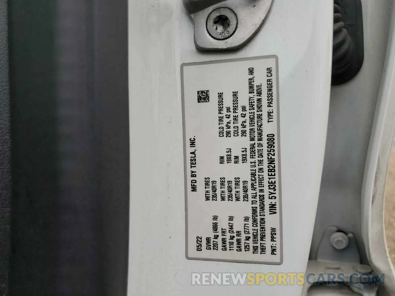 13 Photograph of a damaged car 5YJ3E1EB2NF259080 TESLA MODEL 3 2022