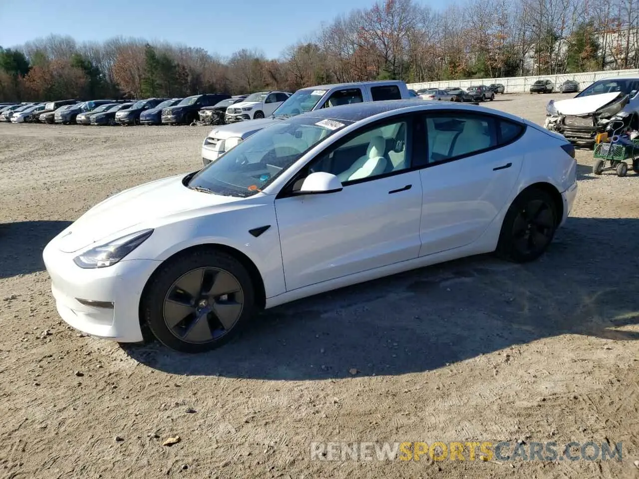 1 Photograph of a damaged car 5YJ3E1EB3NF102612 TESLA MODEL 3 2022