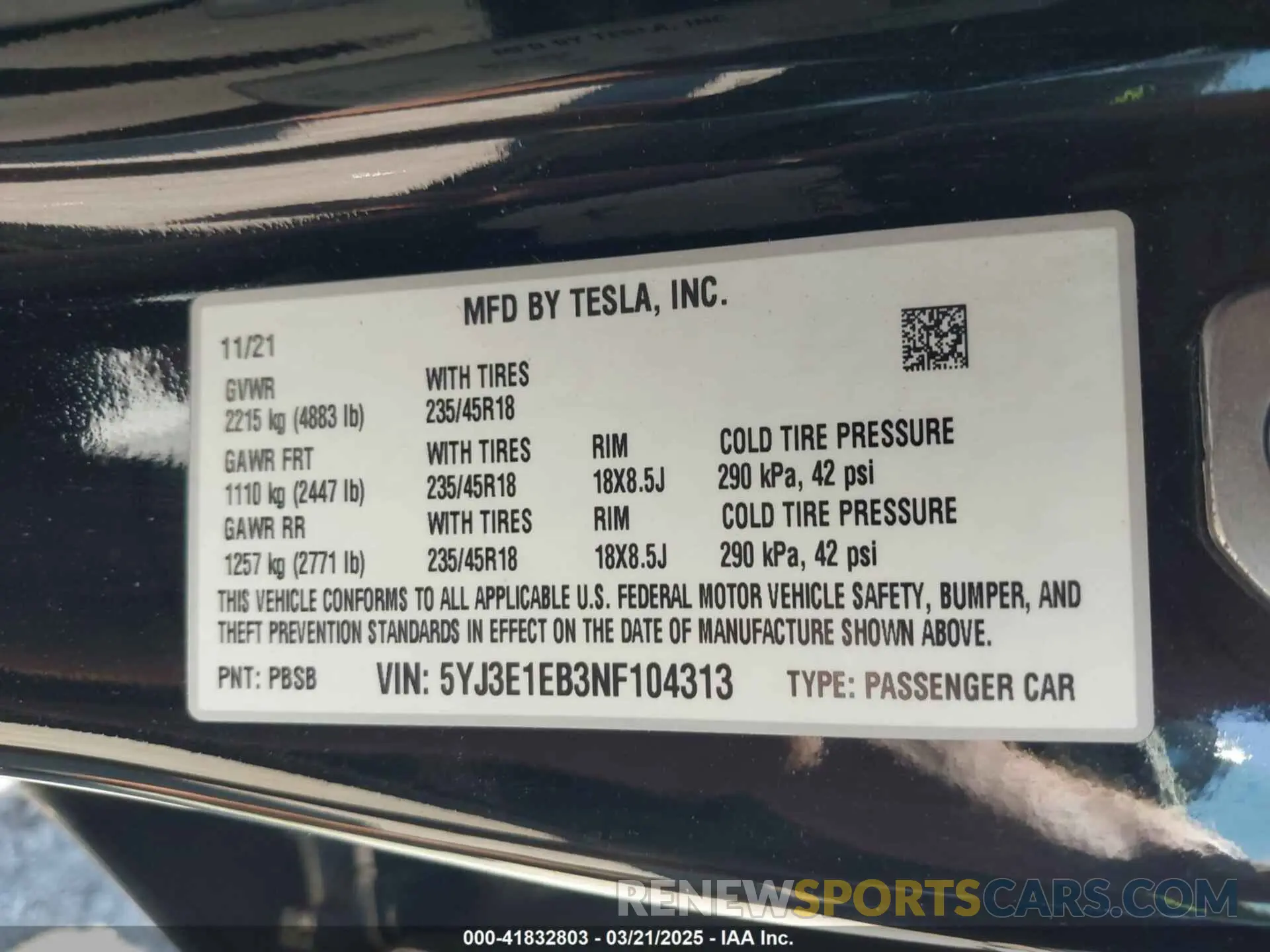 9 Photograph of a damaged car 5YJ3E1EB3NF104313 TESLA MODEL 3 2022