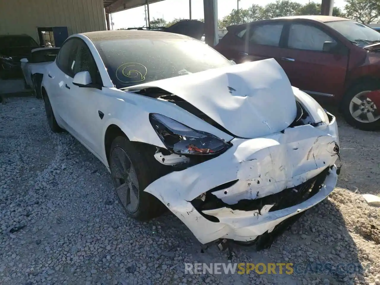 1 Photograph of a damaged car 5YJ3E1EB3NF105722 TESLA MODEL 3 2022