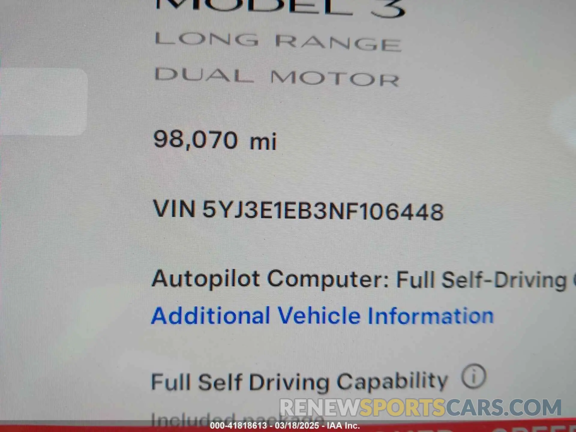 16 Photograph of a damaged car 5YJ3E1EB3NF106448 TESLA MODEL 3 2022