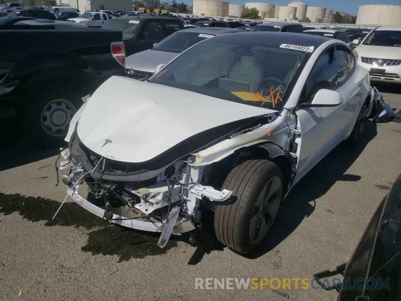 2 Photograph of a damaged car 5YJ3E1EB3NF184048 TESLA MODEL 3 2022