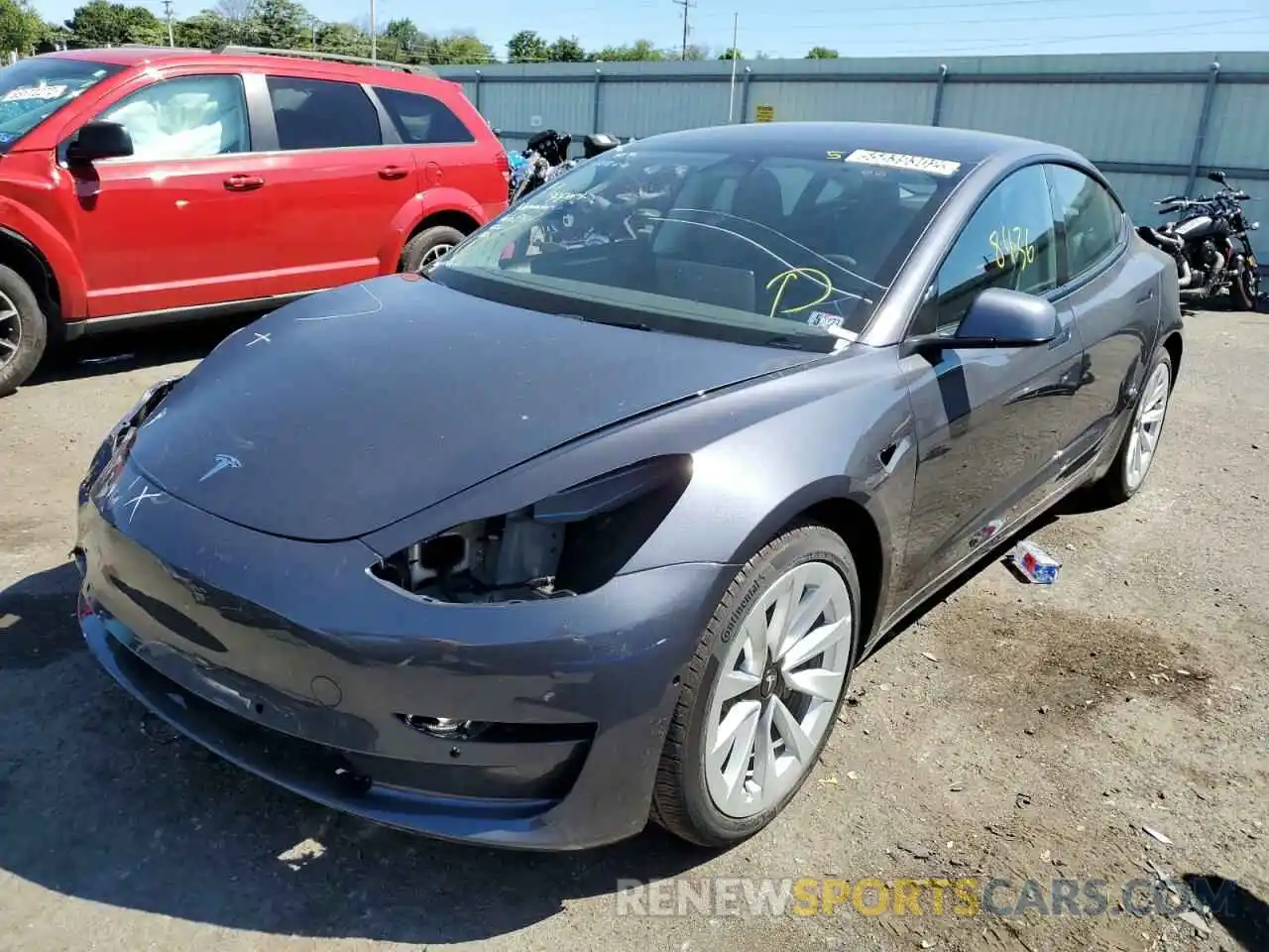 2 Photograph of a damaged car 5YJ3E1EB3NF186561 TESLA MODEL 3 2022