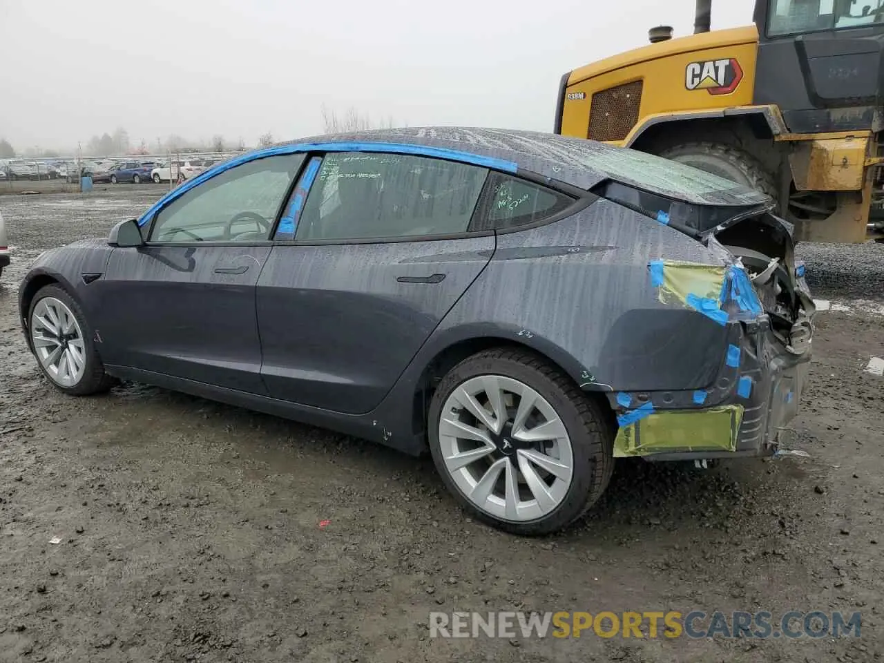 2 Photograph of a damaged car 5YJ3E1EB3NF192649 TESLA MODEL 3 2022