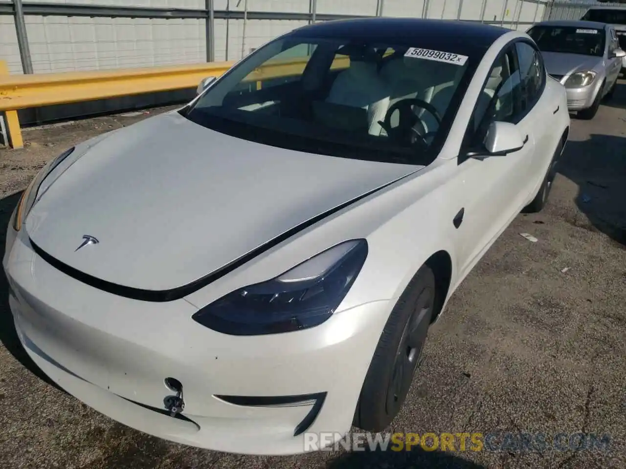 2 Photograph of a damaged car 5YJ3E1EB3NF271206 TESLA MODEL 3 2022