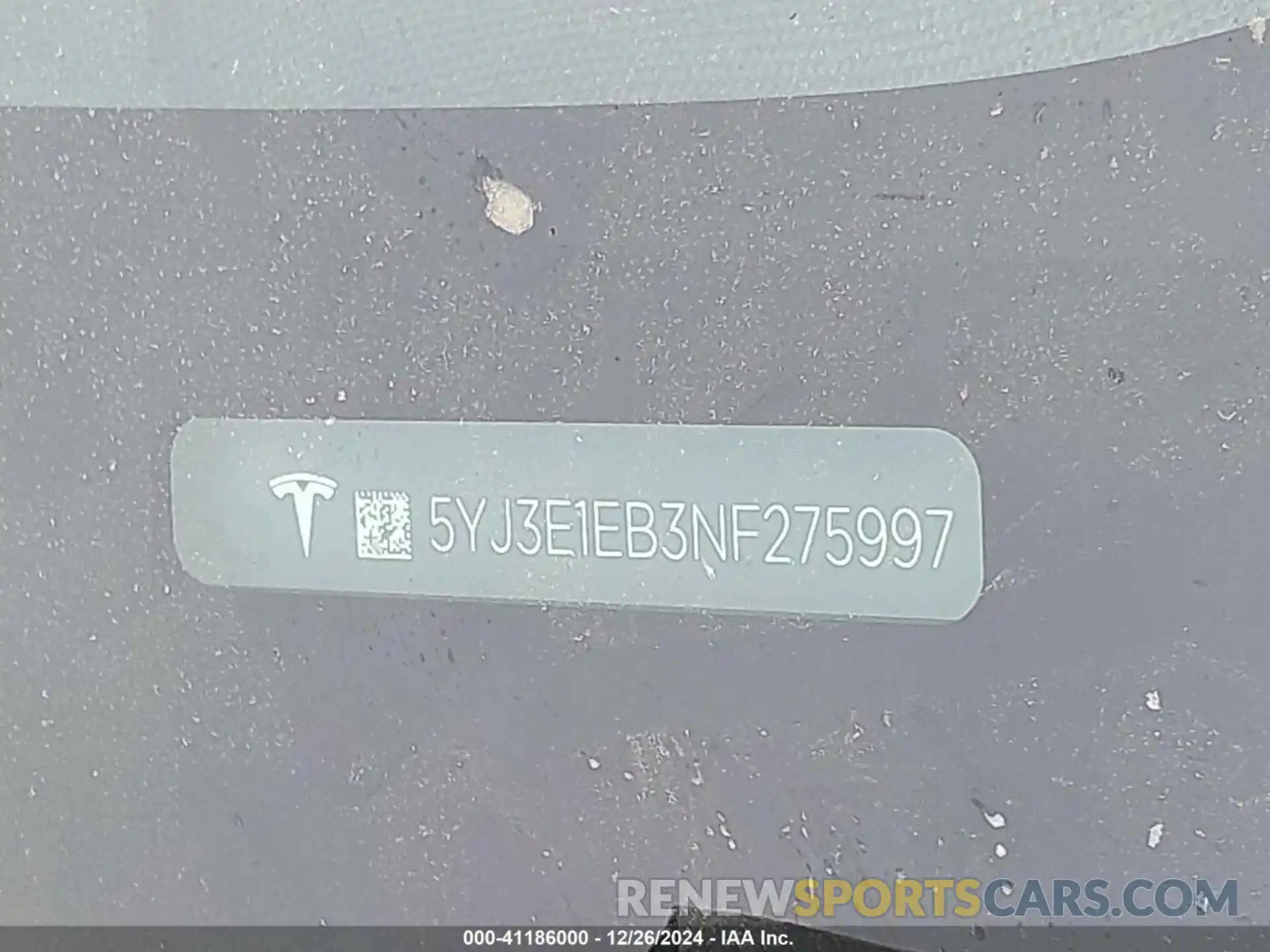 9 Photograph of a damaged car 5YJ3E1EB3NF275997 TESLA MODEL 3 2022