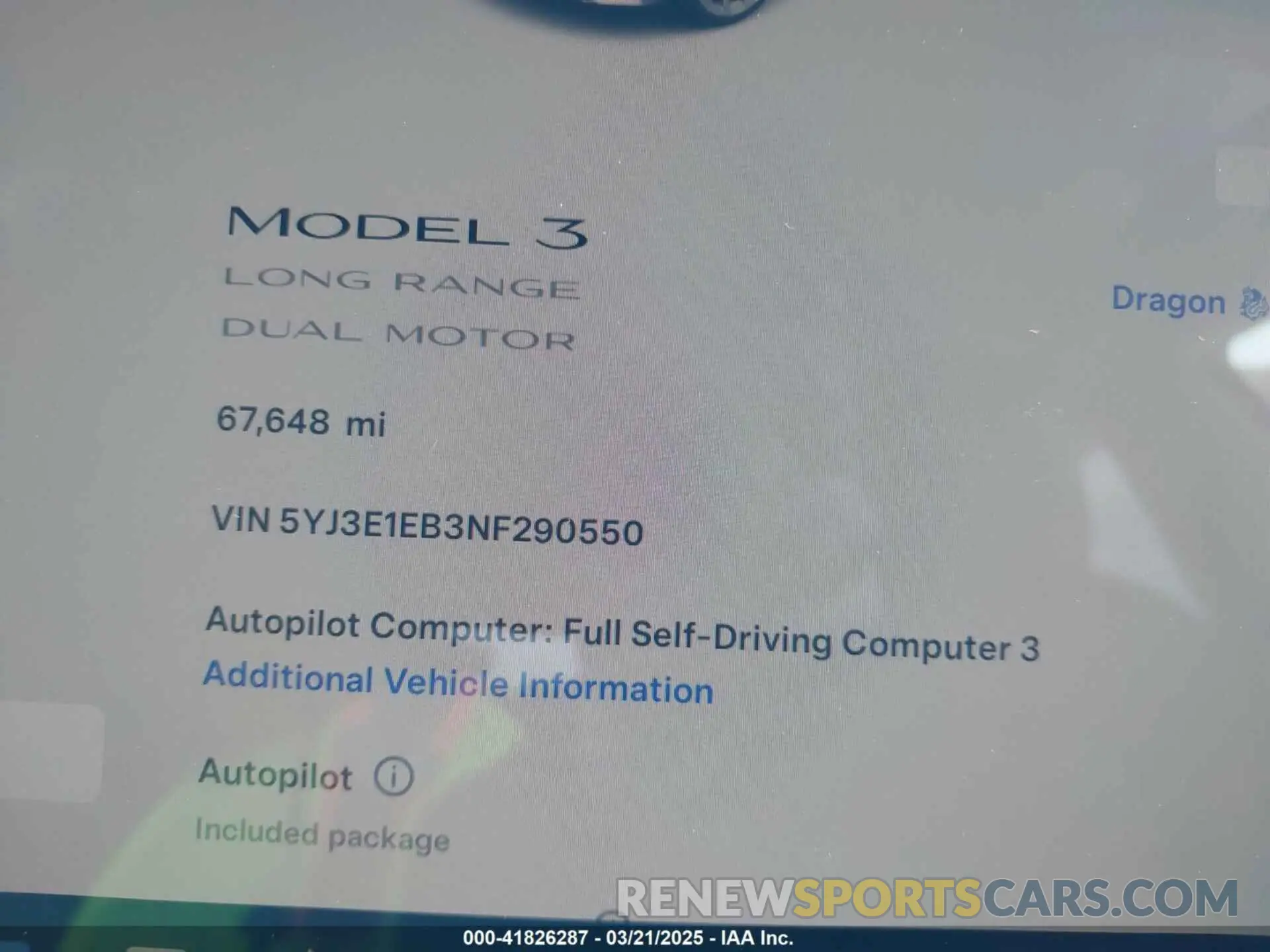 7 Photograph of a damaged car 5YJ3E1EB3NF290550 TESLA MODEL 3 2022