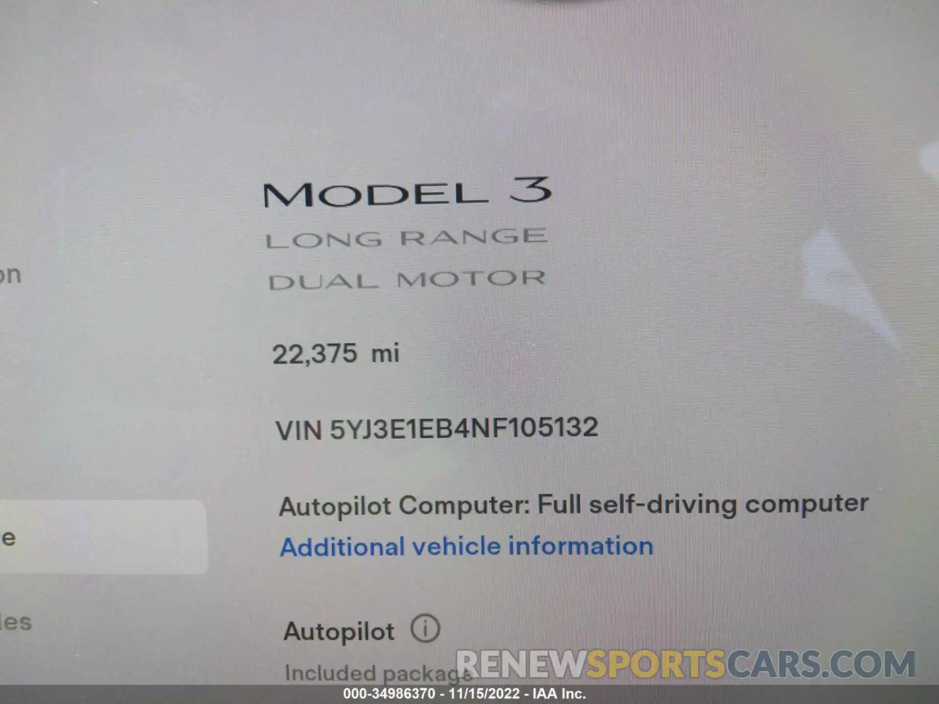 7 Photograph of a damaged car 5YJ3E1EB4NF105132 TESLA MODEL 3 2022