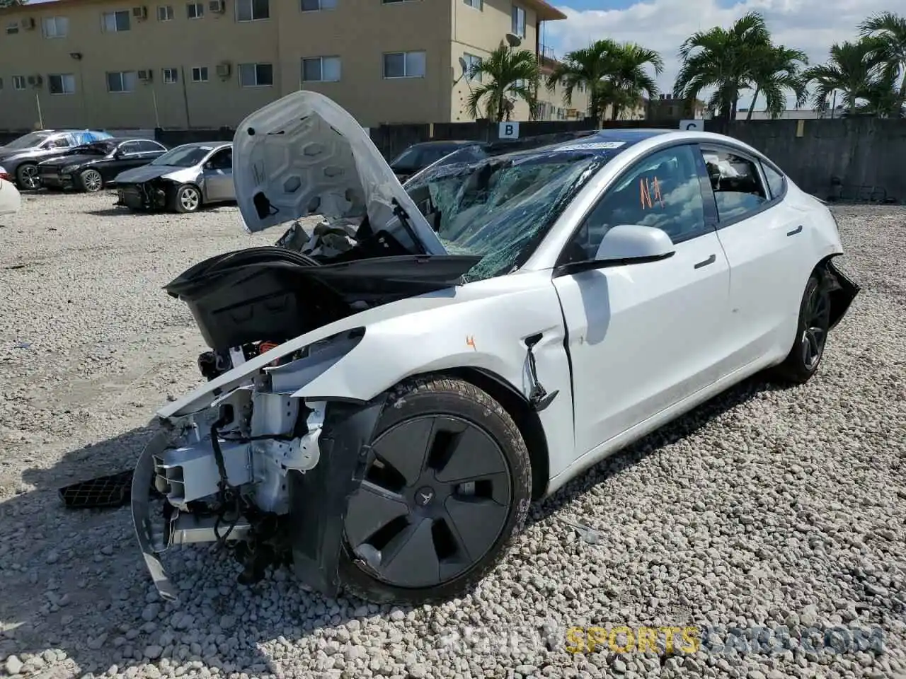 2 Photograph of a damaged car 5YJ3E1EB4NF129060 TESLA MODEL 3 2022