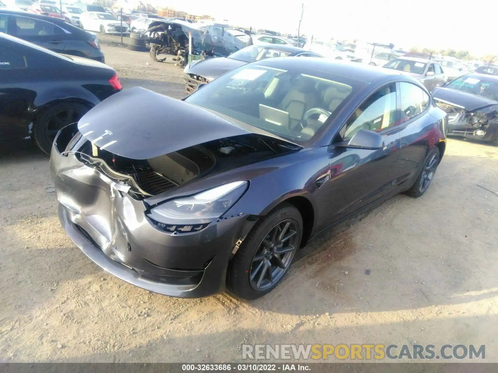 2 Photograph of a damaged car 5YJ3E1EB4NF130967 TESLA MODEL 3 2022